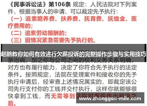 赵鹏教你如何有效进行欠薪投诉的完整操作步骤与实用技巧